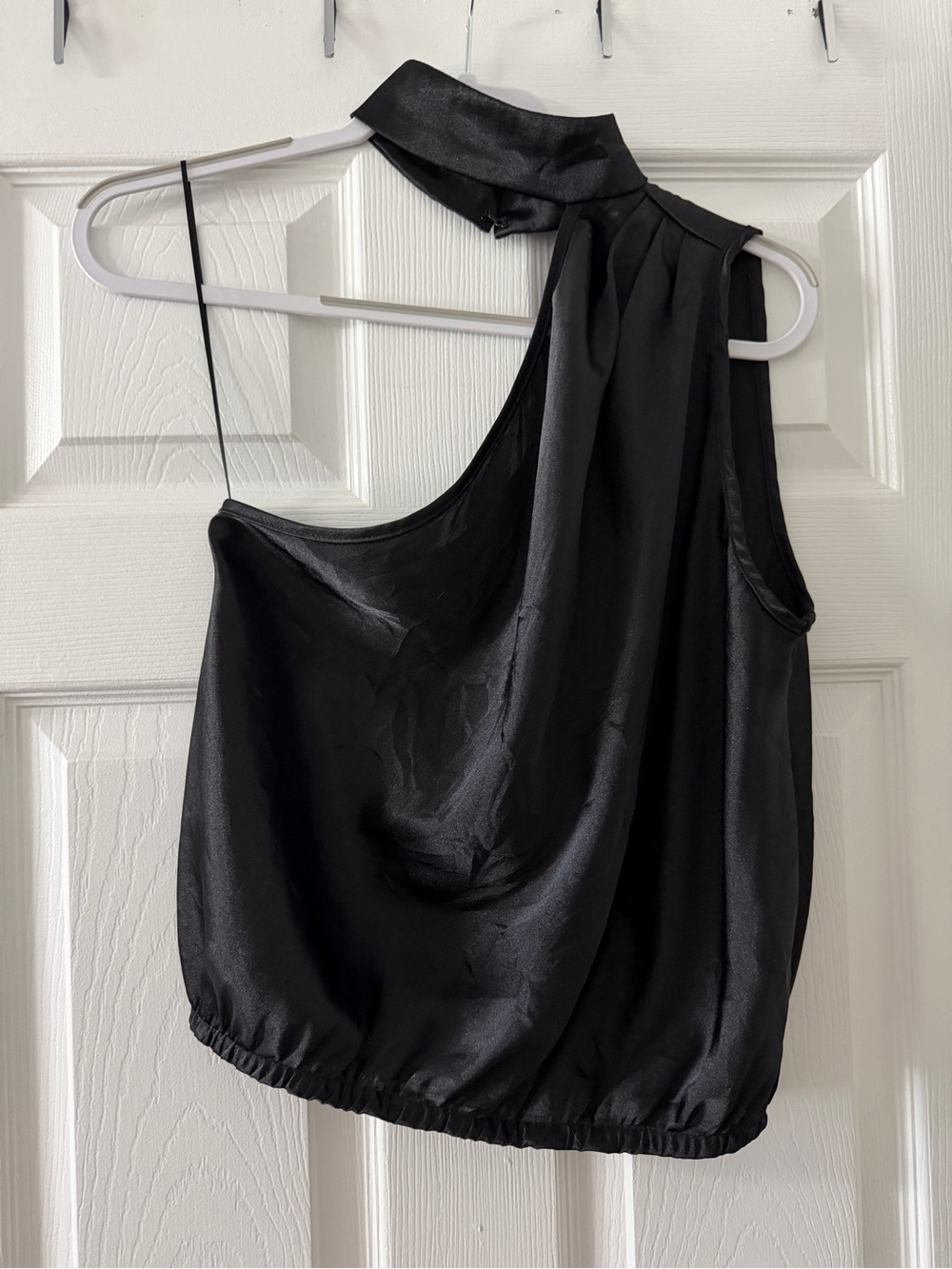 Express Black Satin One Shoulder Choker Top Medium Party Cocktail